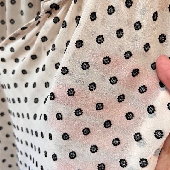 Current Air Sheer Black and Cream Polka Dot Blouse- Size M - Picture 3 of 5